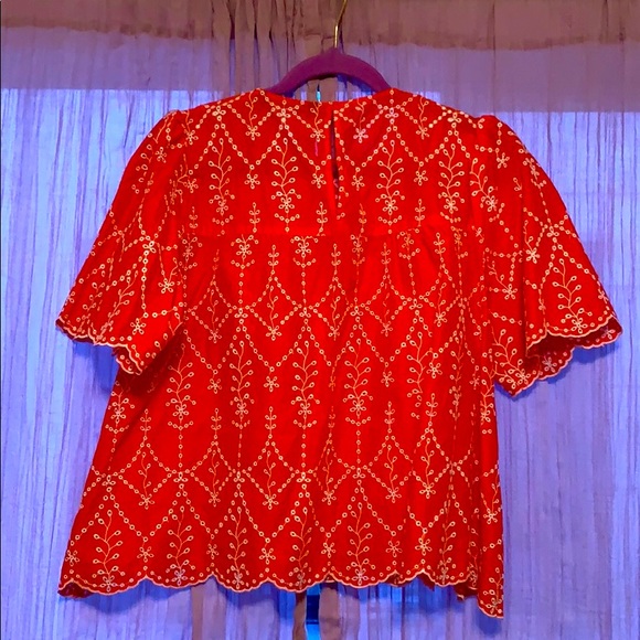 Zara embroidered flutter sleeve top - Picture 2 of 3